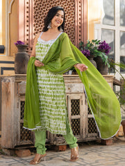 Samriddhi Green Lace Work Cotton Suit Set