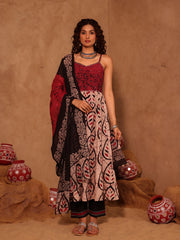 Ruhani Batik Hand Block Print Cotton A-Line Kurta Set
