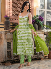 Samriddhi Green Lace Work Cotton Suit Set