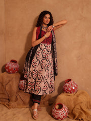 Ruhani Batik Hand Block Print Cotton A-Line Kurta Set