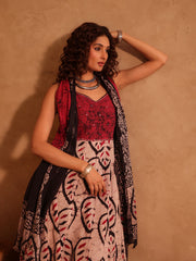 Ruhani Batik Hand Block Print Cotton A-Line Kurta Set