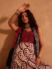 Ruhani Batik Hand Block Print Cotton A-Line Kurta Set