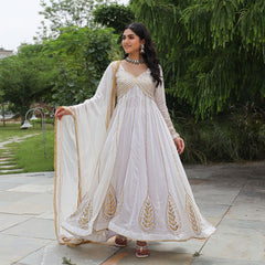 Soma White Heavy Gota Work Anarkali Suit Set