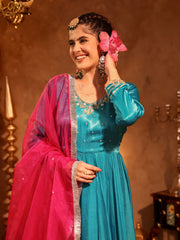 Priyanka Blue Zardozi Anarkali Suit Set