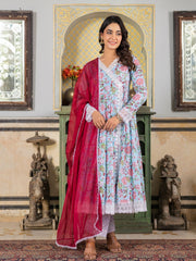 Asheera Saadgi Hand Block Angrakha Suit Set