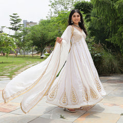 Soma White Heavy Gota Work Anarkali Suit Set