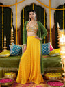 Yellow Mirror Hand Embroidered Co Ord Set with Jacket