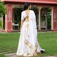 Sneha White Georgette Gota Work Lehnga Set