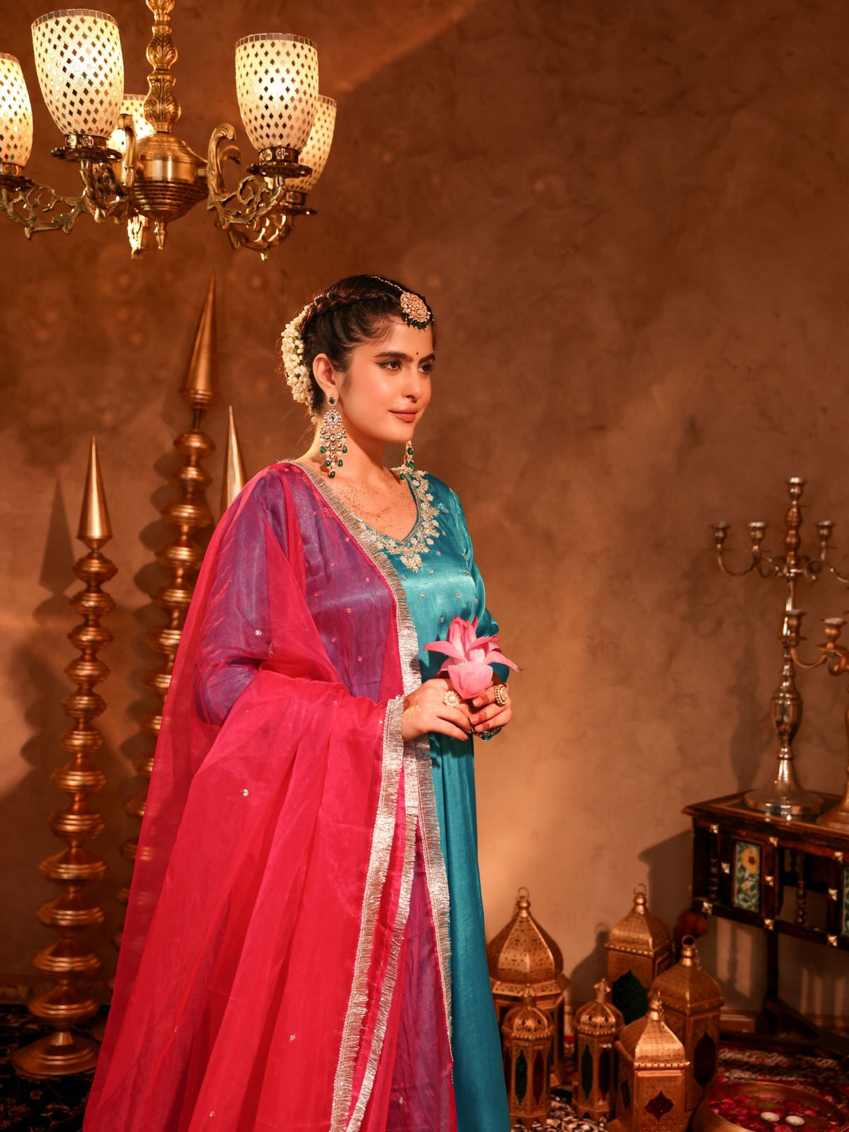 Priyanka Blue Zardozi Anarkali Suit Set