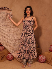 Aaradhya Hand Block Print Cotton A-Line Kurta Set