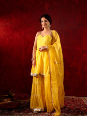 Leela Yellow Cotton Sharara Set