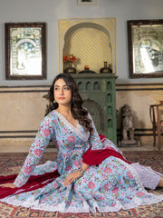 Asheera Saadgi Hand Block Angrakha Suit Set