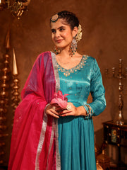 Priyanka Blue Zardozi Anarkali Suit Set