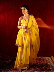 Leela Yellow Cotton Sharara Set