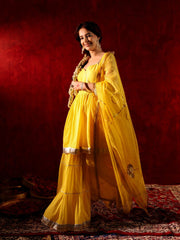 Leela Yellow Cotton Sharara Set