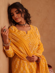 Marigold Floral Boota Hand Block Cotton Straight Kurta Set