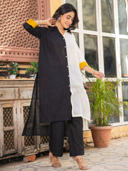 Asheera Black ColorBlock Kurta Co Ord Set