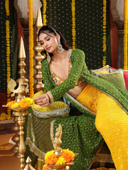 Yellow Mirror Hand Embroidered Co Ord Set with Jacket