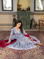 Asheera Saadgi Hand Block Angrakha Suit Set