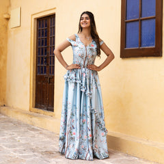 Eva Floral Print Gown Dress