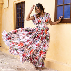 Eliza Floral Print Gown Dress