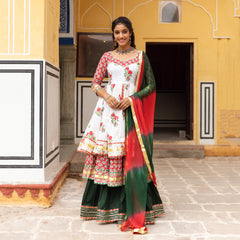 Mannat Hand block Anarkali Suit Set