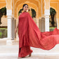Diti Red Printed Pre Stitched Saree with Blouse