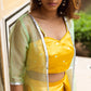 Aabha Mirror Work Satin Drape Skirt with Net Shrug