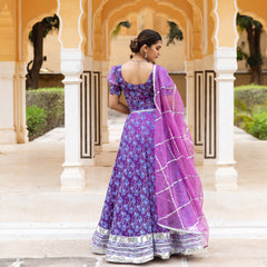 Lilac georgette Floral Lehnga Set