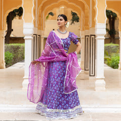 Lilac georgette Floral Lehnga Set