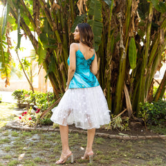 Daisy Blue Top with White Embroidered Skirt Dress