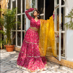 Ruhaniyat Chanderi Floral Lehnga Set