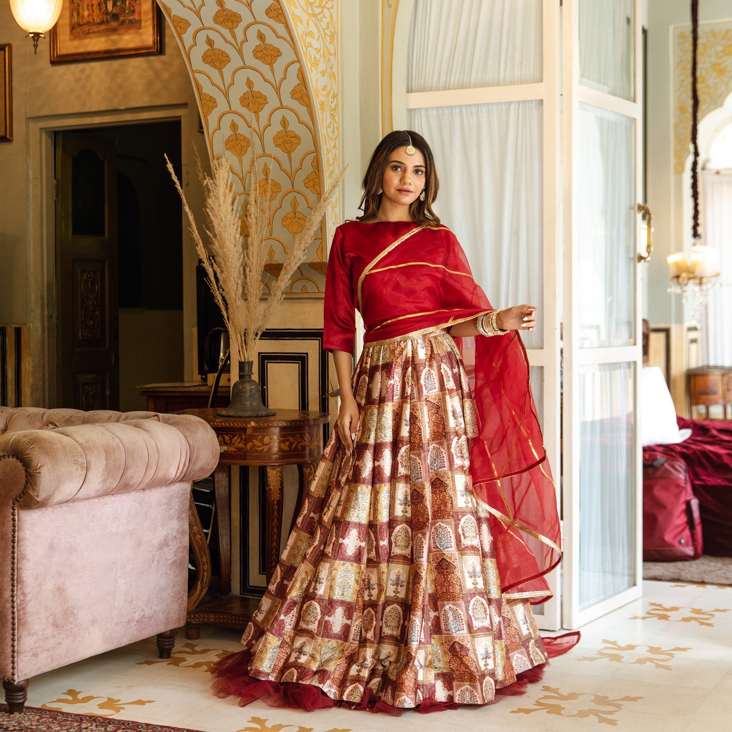 Ruhaniyat Satin Lehnga Set