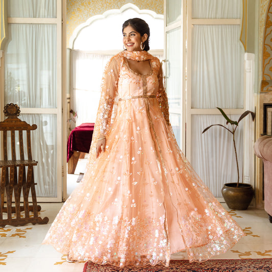 Kiara Sequin Embroidery Gown Anarkali Suit Set