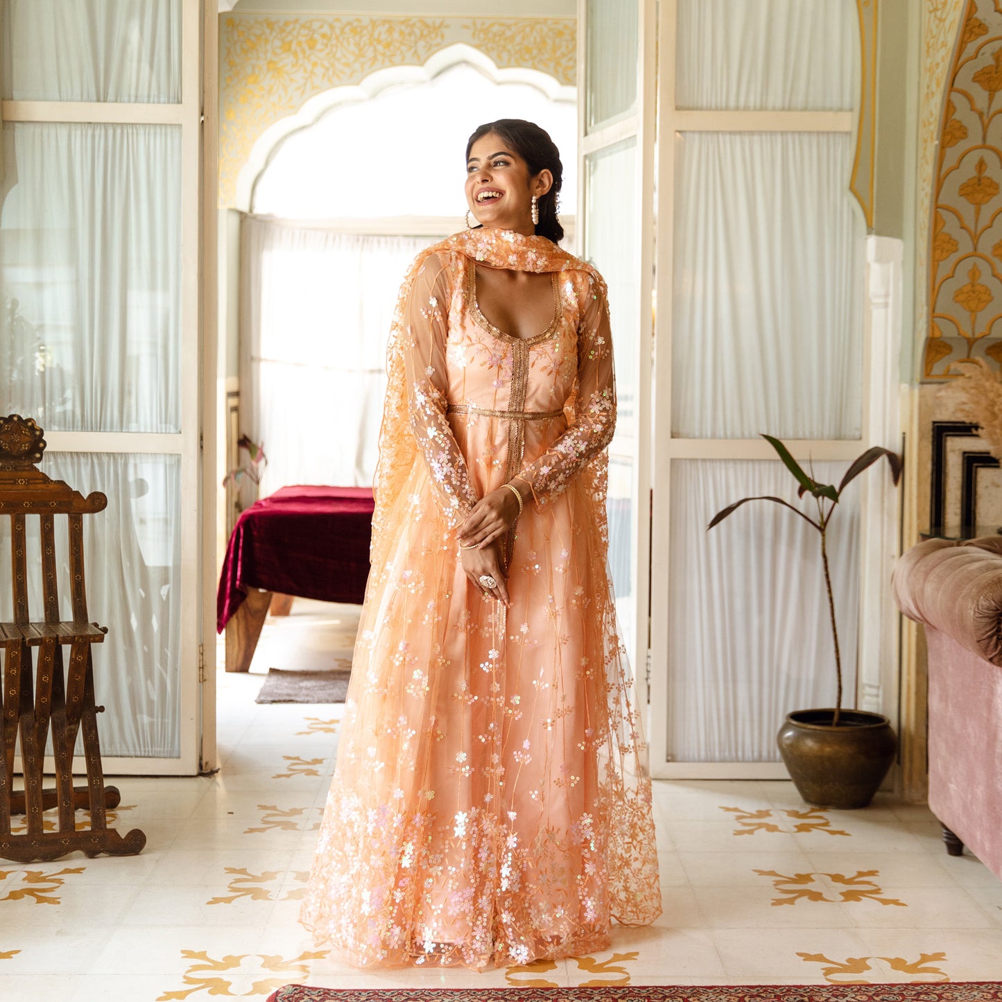 Kiara Sequin Embroidery Gown Anarkali Suit Set
