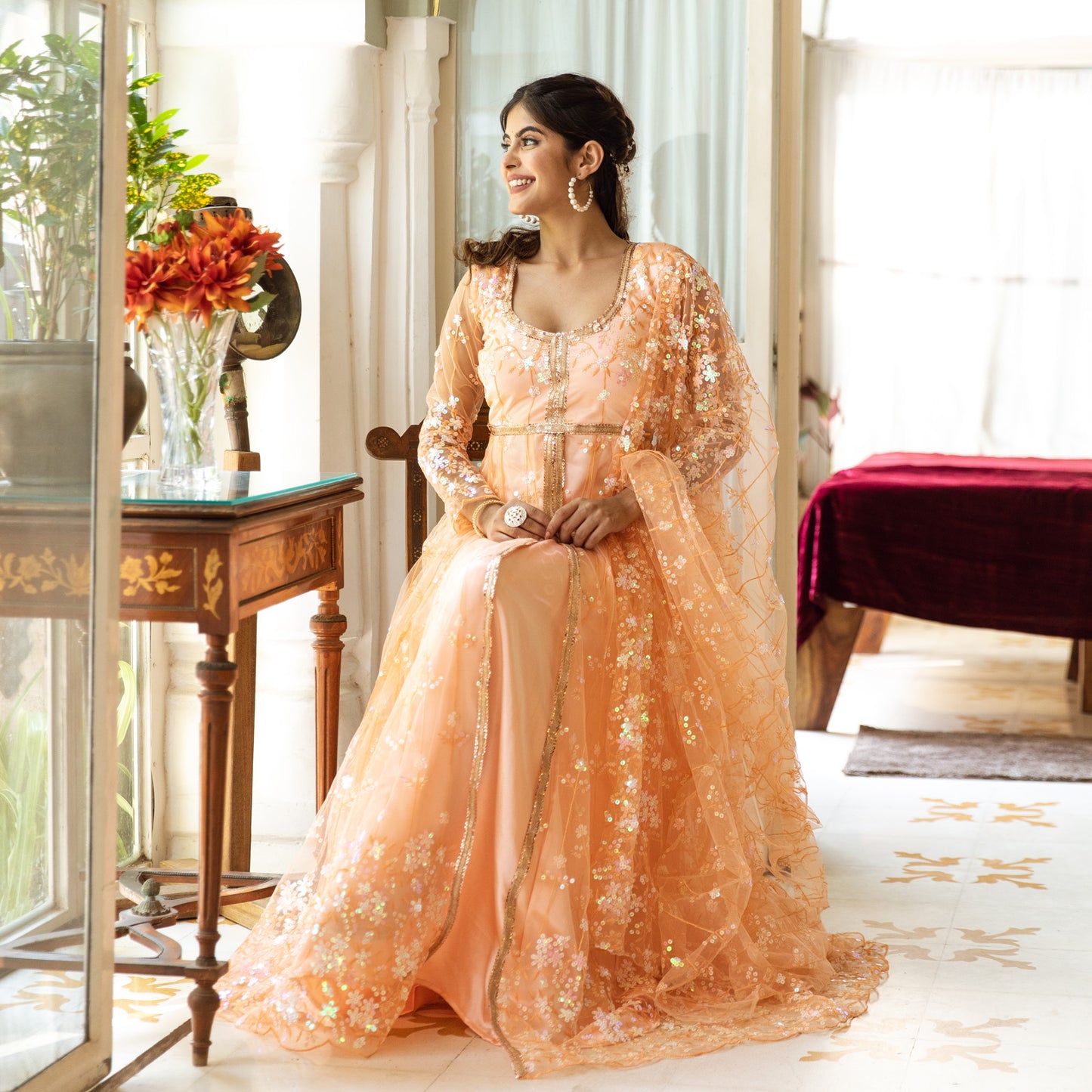 Kiara Sequin Embroidery Gown Anarkali Suit Set