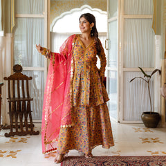 Yellow Sharara Suit Set