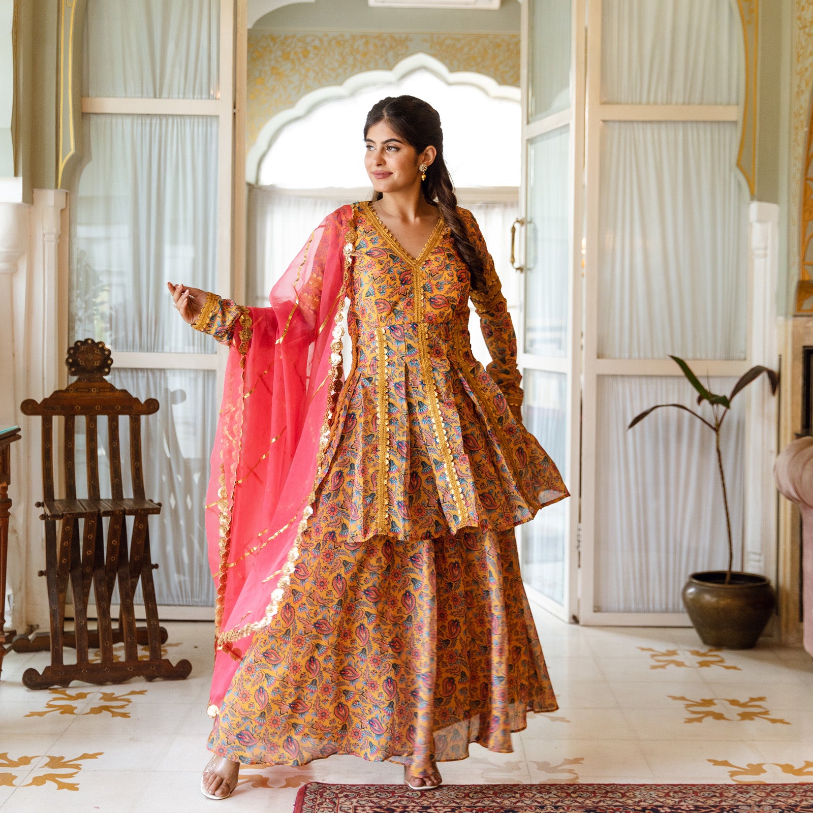 Ishira Yellow Cotton Suit Set main image 0
