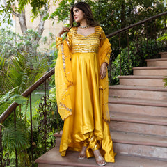 Heer Yellow Gota Work Gown Anarkali Suit Set