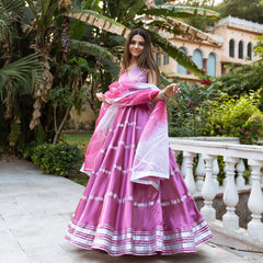 Twinkle Pink Gota Work Gown Anarkali Suit Set