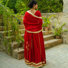 Asheera Shagun Red Georgette Gota Work Lehnga Set