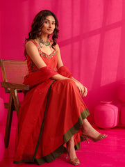 Shanaya Red Embroidery Anarkali Suit Set
