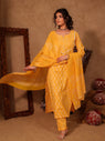 Marigold Floral Boota Hand Block Cotton Straight Kurta Set