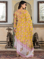 Asheera Yellow Floral Handblock Suit Set