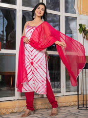Rohini Pink Mirror Work Cotton Suit Set