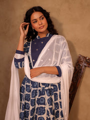 Baani Indigo Blue Dabu Hand Block Cotton Anarkali Set