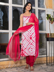 Rohini Pink Mirror Work Cotton Suit Set