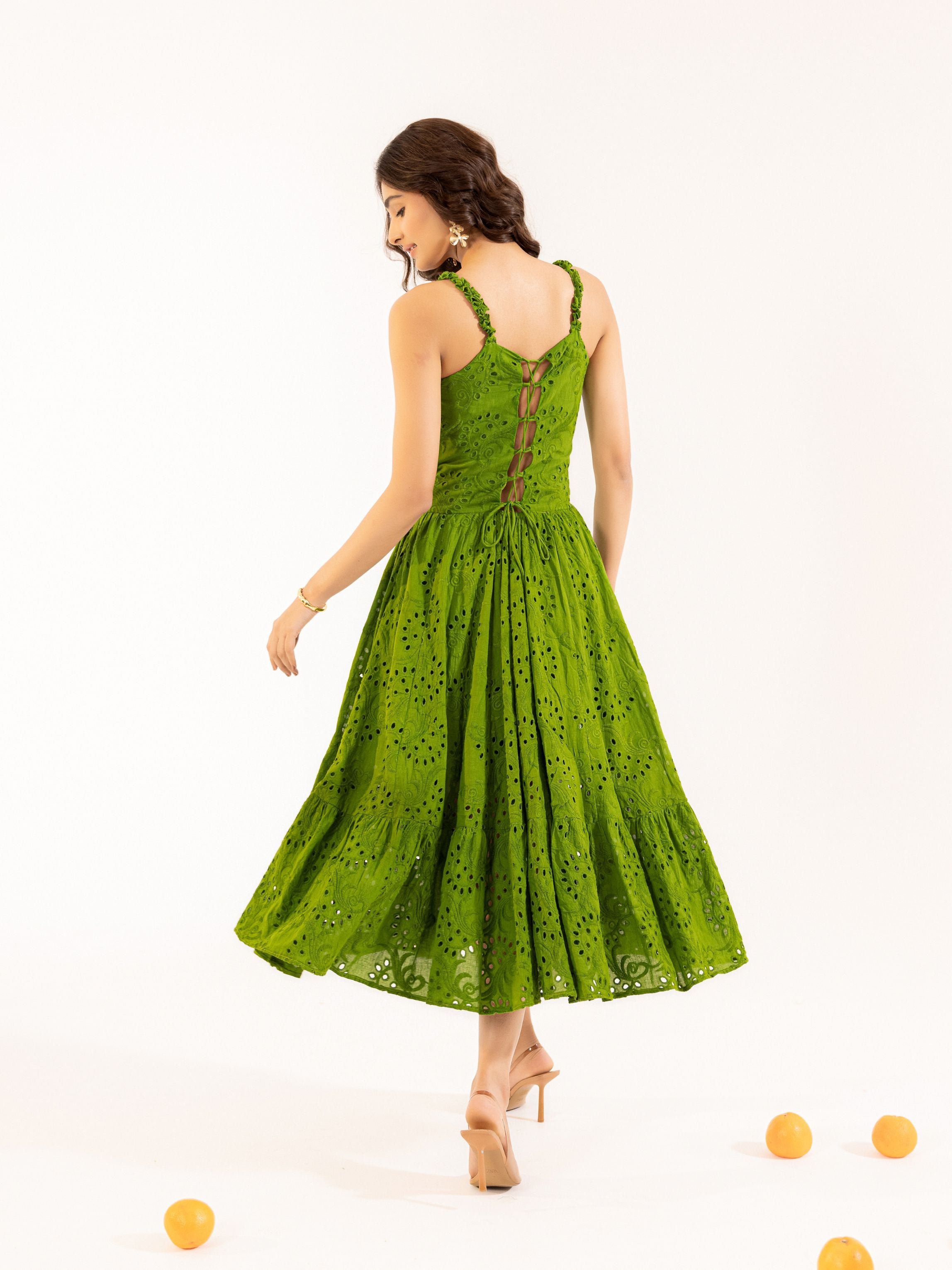 green schiffli dress Green Chiffon One Shoulder Long Bridesmaid Dresses With Sweep Train, MBD208 main image 0