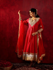Khwahish Silk Gota Work Anarkali Suit Set