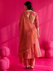 Samaira Peach Cotton Anarkali Suit Set